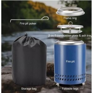 Tabletop Fire Pit, 7-Inch Smokeless Stainless Steel Firepit - Wood & Wood Pellet